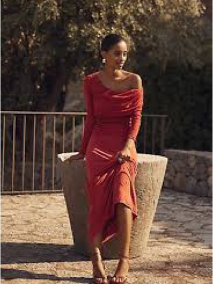 Anthropologie Sover Studio Venus Ruched Mesh Maxi Dress Red Size S